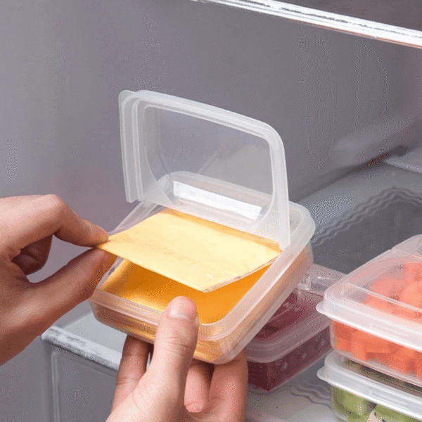 1pc Convenient Fresh Storage Box for Butter Cheese, Plastic Food Storage Container, Portable Fridge Organizer, Transparent Container Home Kitchen Supplies