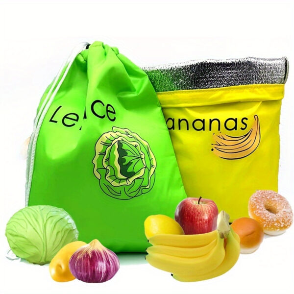 1pc Banana and Lettuce Keeper Bag - Freshness Preservation Nylon Storage Pouch, Large Capacity, Double Stitched, Reusable Food-Safe Organizer