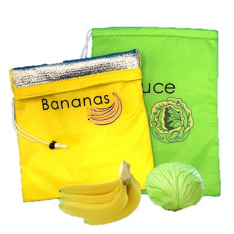 1pc Banana and Lettuce Keeper Bag - Freshness Preservation Nylon Storage Pouch, Large Capacity, Double Stitched, Reusable Food-Safe Organizer