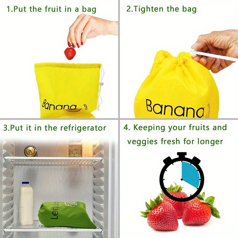 1pc Banana and Lettuce Keeper Bag - Freshness Preservation Nylon Storage Pouch, Large Capacity, Double Stitched, Reusable Food-Safe Organizer