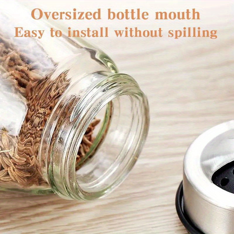 7pcs/set Spice Jar Set Rack Glass Organizer Rotating Glass Seasoning Sugar Pepper Bottles Salt Shakers Holder Kitchen Storage Rack