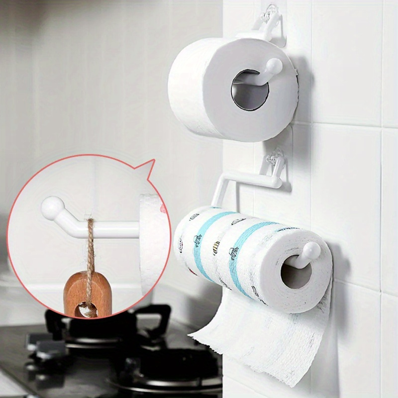1pc Paper Towel Holders, Punching-free Tissue Holder, Wall-mounted Towel Storage Rack, Plastic Dish Cloth Holder, For Kitchen And Bathroom, 6.86*28.96*7.87cm, Kitchen Supplies