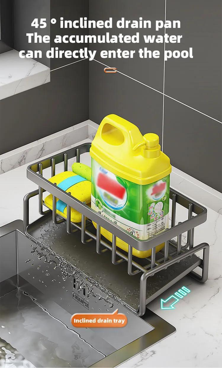 1pc Stainless Steel Sink Caddy Organizer with Drain Rack and Dishcloth Holder - Rust-Resistant, No Electricity Needed, Countertop Storage for Sponges, Soap, Brushes, and Rags, Kitchen Sink Accessories