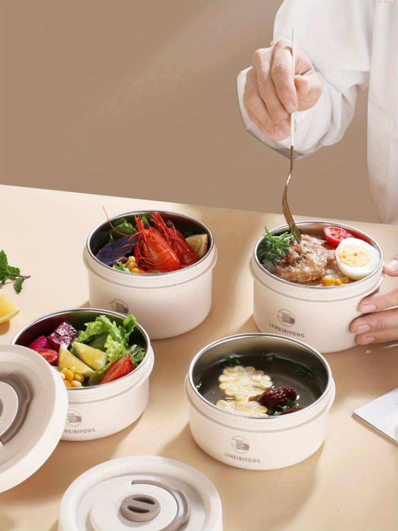 1/2/3/4pcs Lunch Box, SUS304 Stainless Steel Lunch Box With Lid, Multi-layer Large Capacity Storage Container, For Camping, Picnic, Office, School And Class, Kitchen Organizers And Storage, Kitchen Accessories