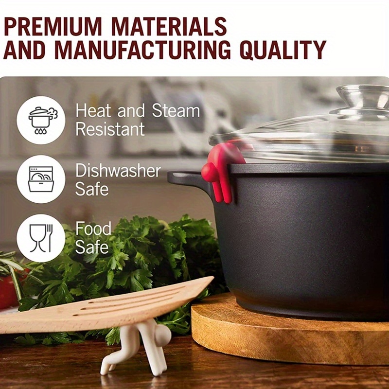 2pcs Lid Holder, Silicone Anti-overflowing Pot Side Clips, Boil Over Spill Stopper, Creative Cooking Tool, For Pot And Pan, Kitchen Organizers And Storage, Kitchen Accessories