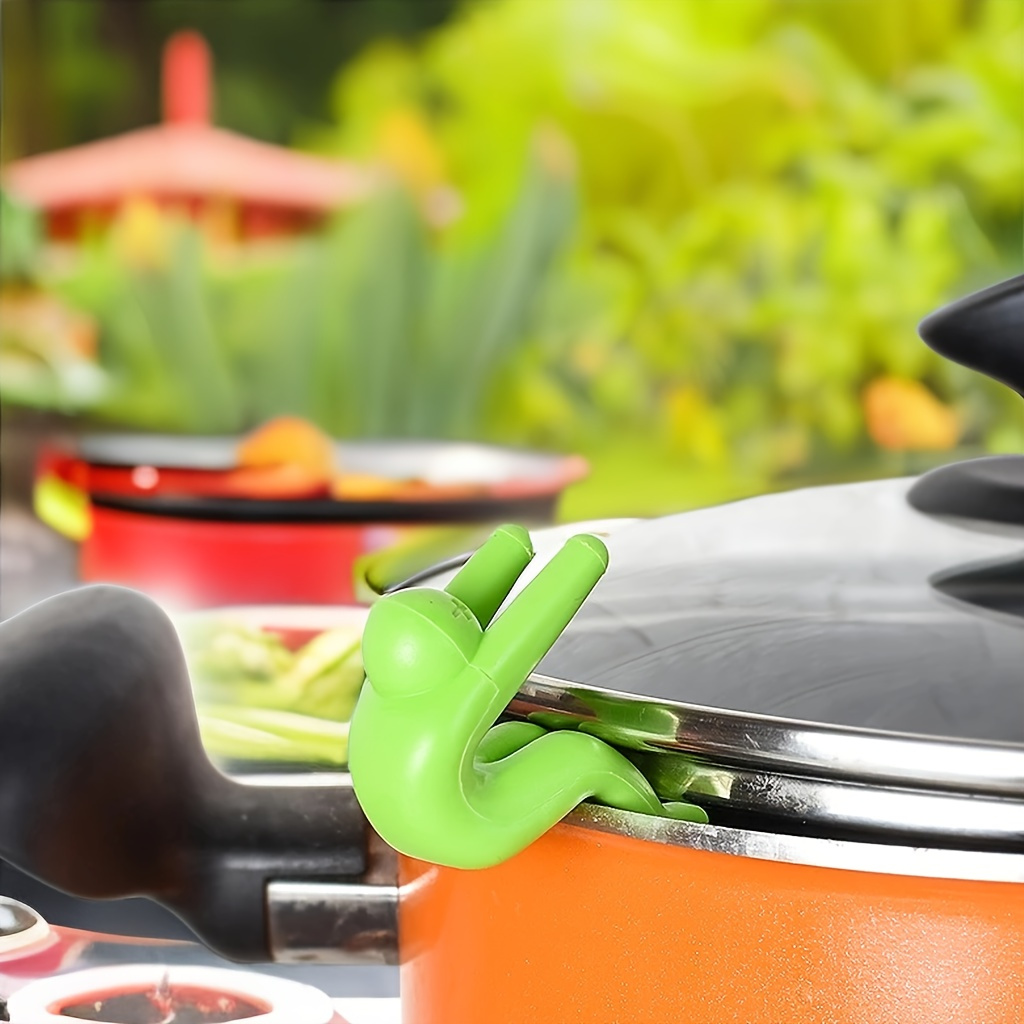 2pcs Lid Holder, Silicone Anti-overflowing Pot Side Clips, Boil Over Spill Stopper, Creative Cooking Tool, For Pot And Pan, Kitchen Organizers And Storage, Kitchen Accessories