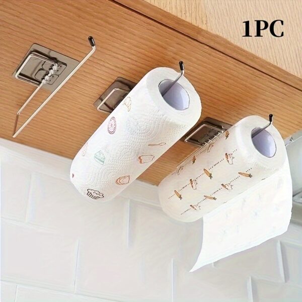 Stainless Steel Wall-Mounted Paper Towel Holder - Versatile Kitchen & Bathroom Storage Rack