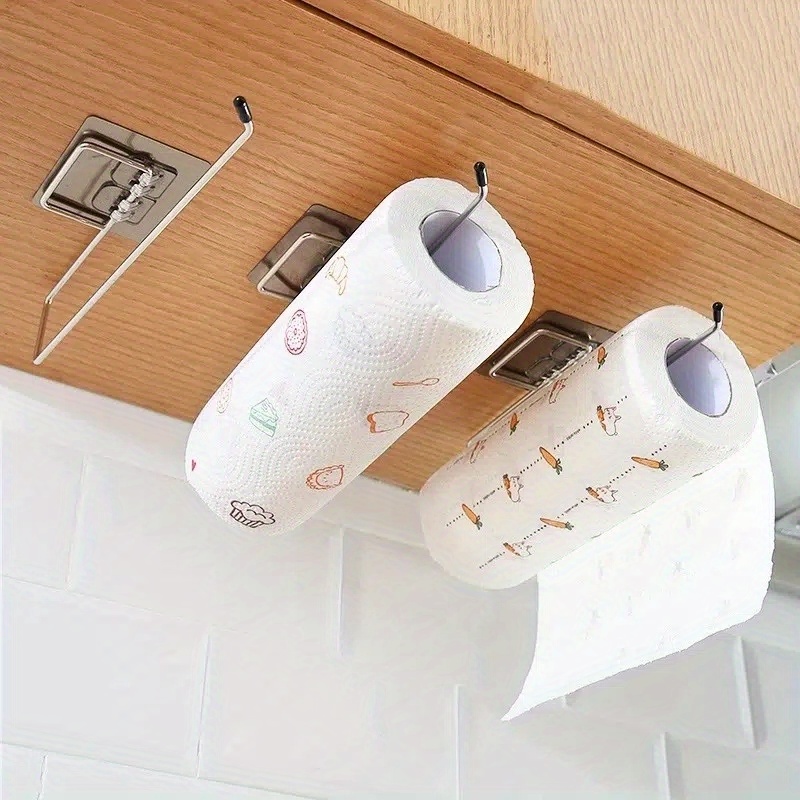 Stainless Steel Wall-Mounted Paper Towel Holder - Versatile Kitchen & Bathroom Storage Rack
