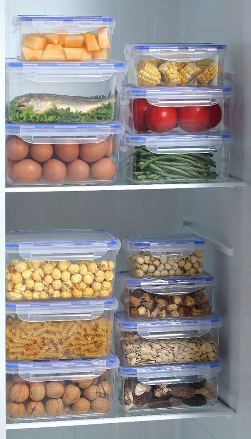 2/3/4pcs, BPA-Free Plastic Food Storage Containers With Snap-On Lids, Airtight, Transparent, Stackable, Freezer & Microwave Safe Meal Prep Boxes For Kitchen & Pantry Organization