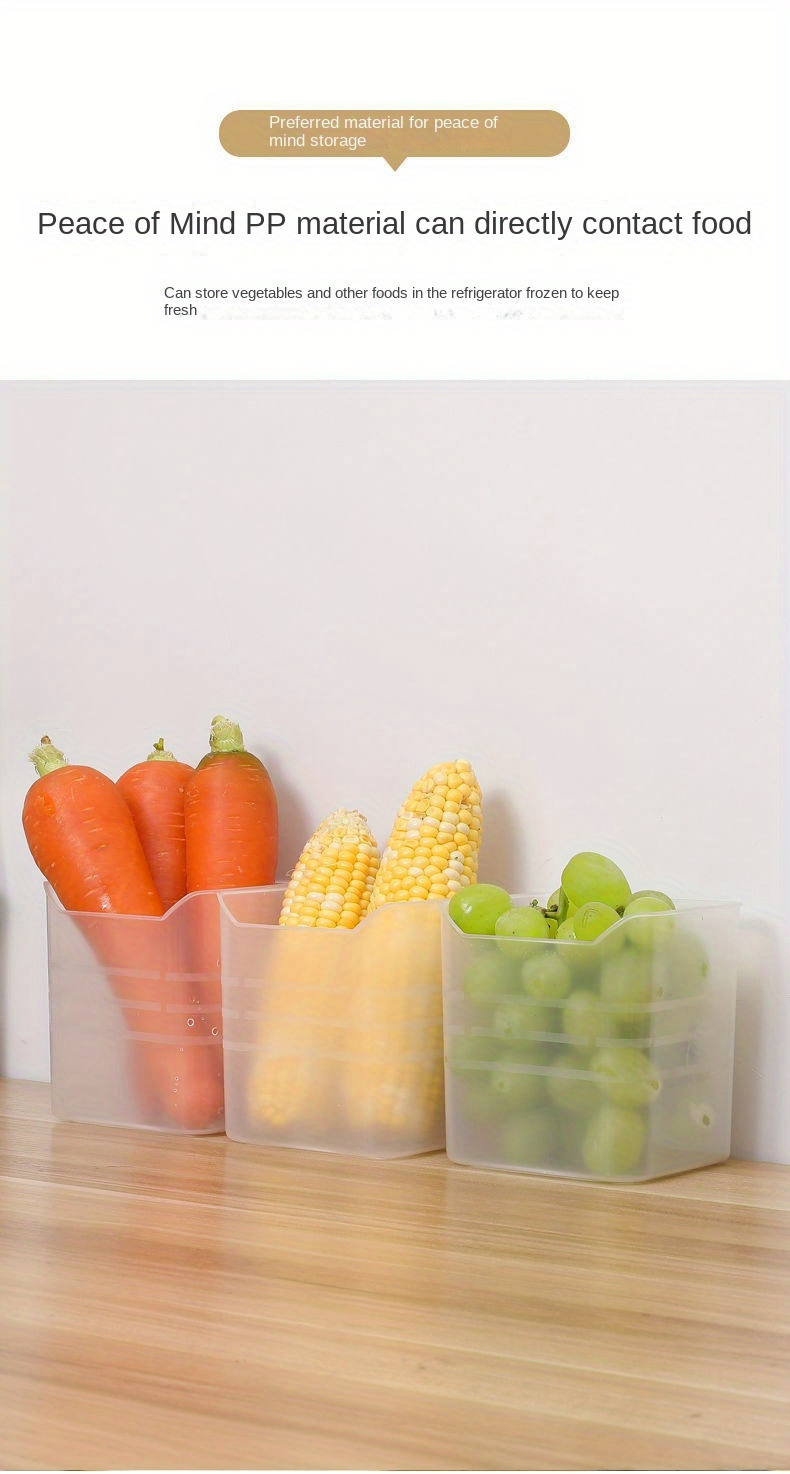 3pcs Refrigerator Storage Bins, Clear Space-Saving PP Storage Bins, Reusable And Durable Food Sorting Box, For Fruit, Vegetable, Egg And Meat, Kitchen Organizers And Storage, Kitchen Accessories