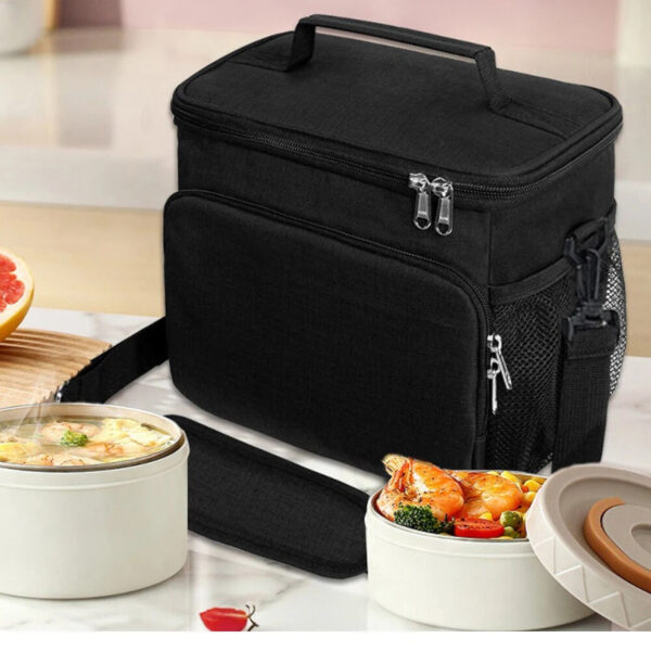 Non-Food Contact, Large Insulated Lunch Bag with Adjustable Shoulder Strap - Durable Polyester, Leak-Proof Design, Multiple Compartments for Work, School, Travel - Perfect for Packing Salads, Sandwiches, Fruits & More, Lunch Bag Insulated, School Meal Carrier, Modern Lunch Bag, Secure Zipper Closure,Back to School