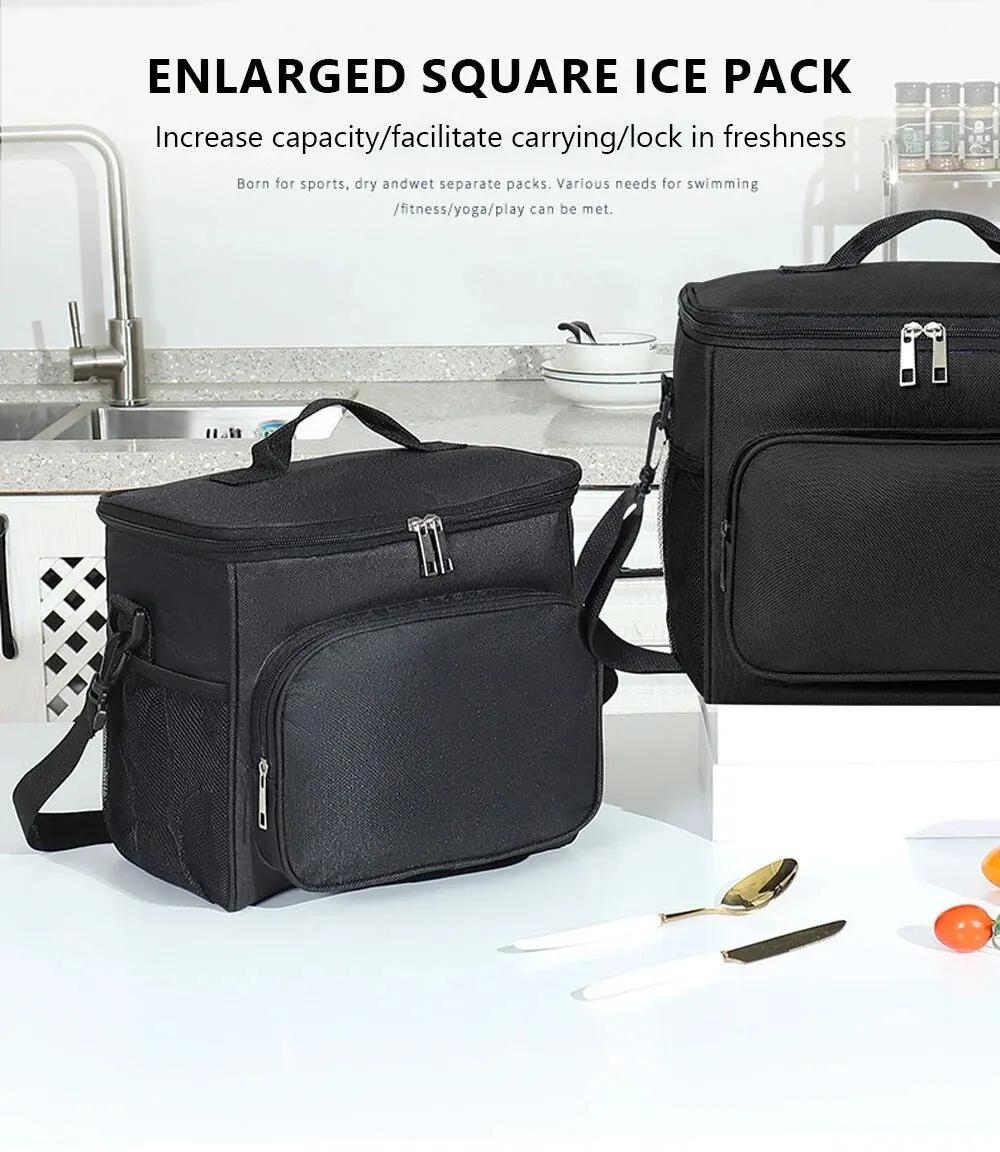Non-Food Contact, Large Insulated Lunch Bag with Adjustable Shoulder Strap - Durable Polyester, Leak-Proof Design, Multiple Compartments for Work, School, Travel - Perfect for Packing Salads, Sandwiches, Fruits & More, Lunch Bag Insulated, School Meal Carrier, Modern Lunch Bag, Secure Zipper Closure,Back to School