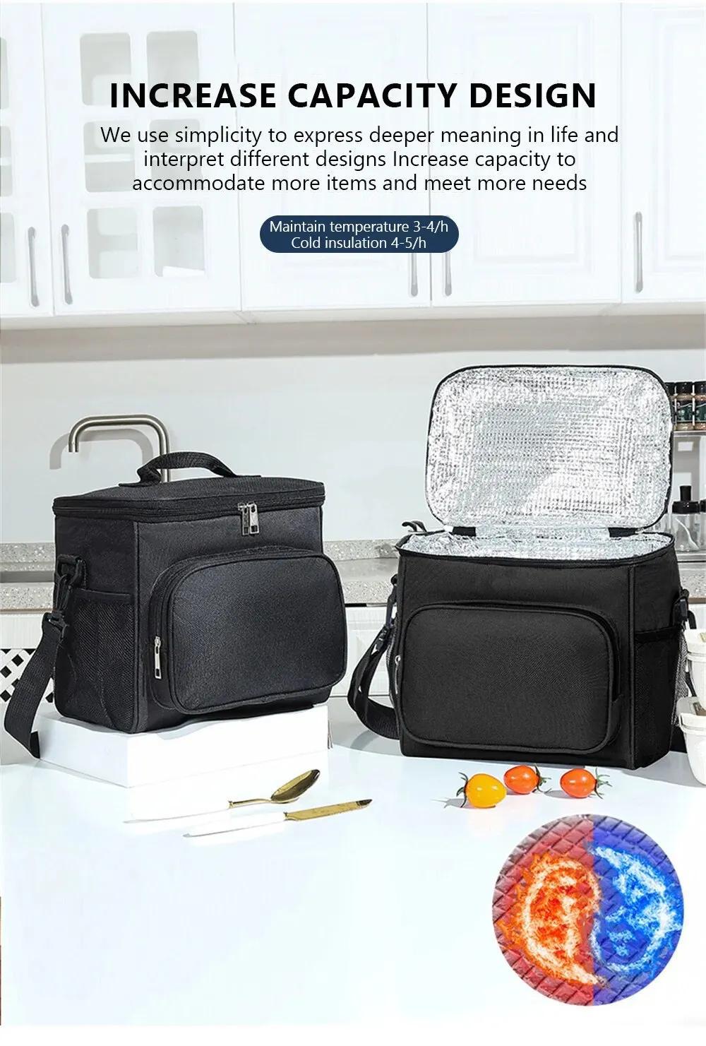 Non-Food Contact, Large Insulated Lunch Bag with Adjustable Shoulder Strap - Durable Polyester, Leak-Proof Design, Multiple Compartments for Work, School, Travel - Perfect for Packing Salads, Sandwiches, Fruits & More, Lunch Bag Insulated, School Meal Carrier, Modern Lunch Bag, Secure Zipper Closure,Back to School