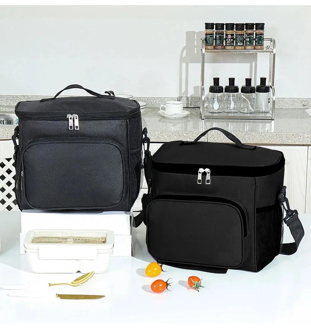 Non-Food Contact, Large Insulated Lunch Bag with Adjustable Shoulder Strap - Durable Polyester, Leak-Proof Design, Multiple Compartments for Work, School, Travel - Perfect for Packing Salads, Sandwiches, Fruits & More, Lunch Bag Insulated, School Meal Carrier, Modern Lunch Bag, Secure Zipper Closure,Back to School