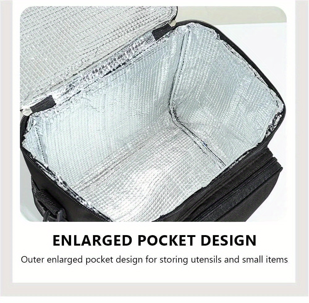 Non-Food Contact, Large Insulated Lunch Bag with Adjustable Shoulder Strap - Durable Polyester, Leak-Proof Design, Multiple Compartments for Work, School, Travel - Perfect for Packing Salads, Sandwiches, Fruits & More, Lunch Bag Insulated, School Meal Carrier, Modern Lunch Bag, Secure Zipper Closure,Back to School