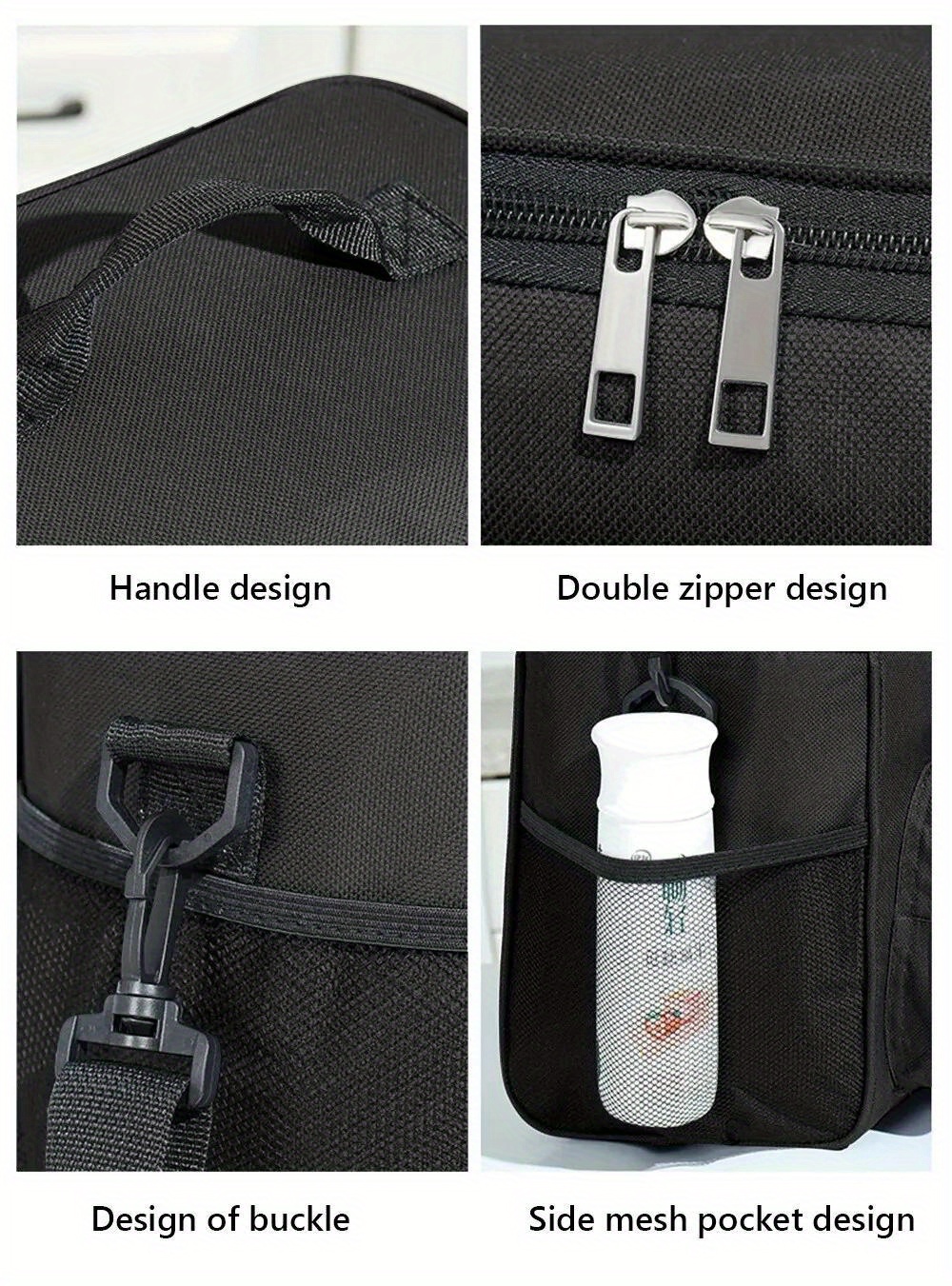 Non-Food Contact, Large Insulated Lunch Bag with Adjustable Shoulder Strap - Durable Polyester, Leak-Proof Design, Multiple Compartments for Work, School, Travel - Perfect for Packing Salads, Sandwiches, Fruits & More, Lunch Bag Insulated, School Meal Carrier, Modern Lunch Bag, Secure Zipper Closure,Back to School