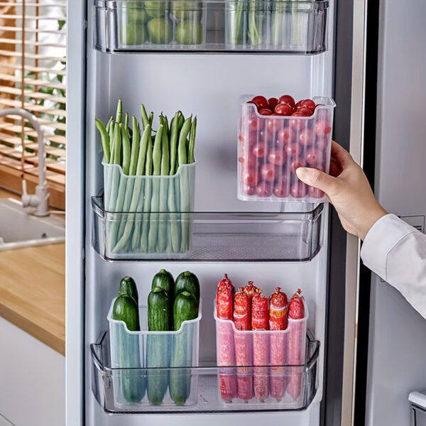 3pcs Refrigerator Storage Bins, Clear Space-Saving PP Storage Bins, Reusable And Durable Food Sorting Box, For Fruit, Vegetable, Egg And Meat, Kitchen Organizers And Storage, Kitchen Accessories
