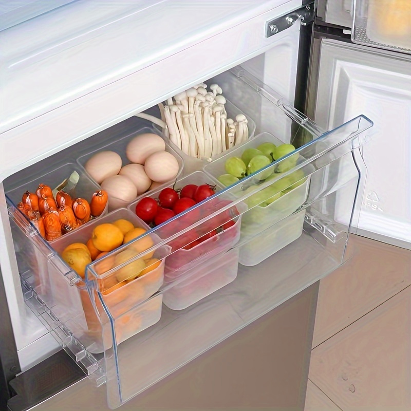 3pcs Refrigerator Storage Bins, Clear Space-Saving PP Storage Bins, Reusable And Durable Food Sorting Box, For Fruit, Vegetable, Egg And Meat, Kitchen Organizers And Storage, Kitchen Accessories
