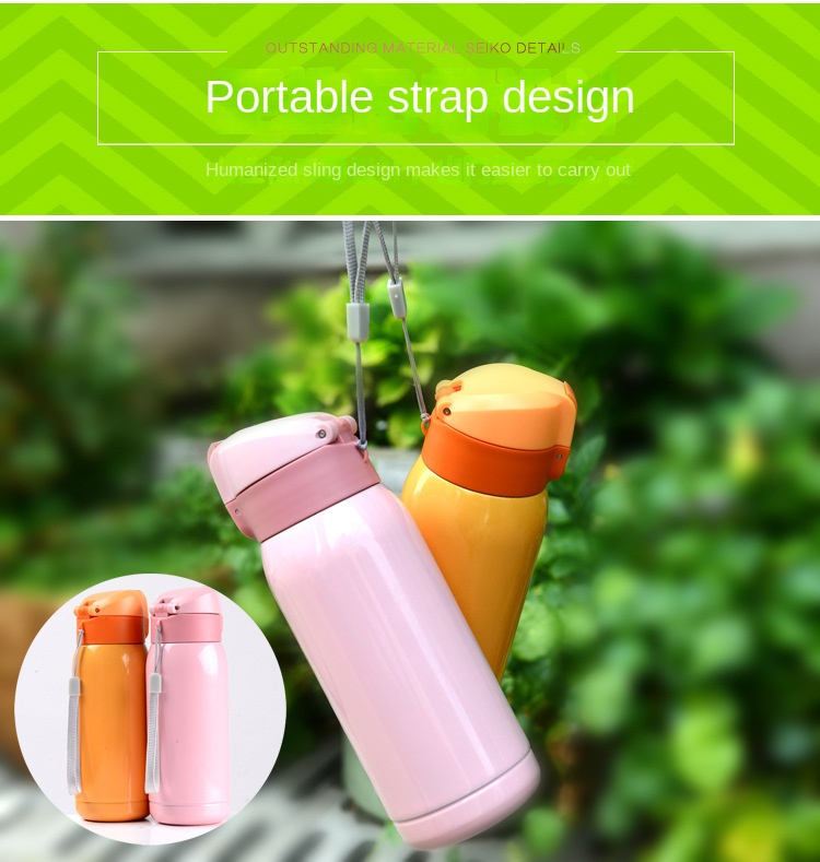 Stainless Steel Insulated Water Bottle with Carry Strap - Leakproof, Portable Travel Mug for Hot and Cold Beverages, Ideal for Outdoor Activities & Halloween Gifts