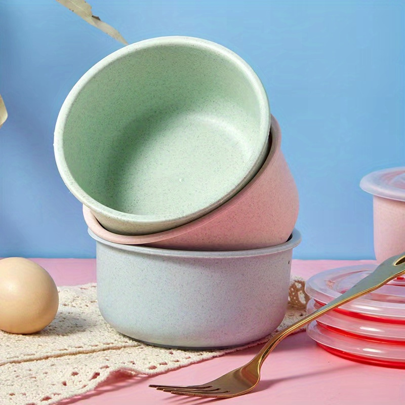 3pcs High-Quality Wheat Straw Microwave Bowls - Keeps Food Fresh & Tasty, Perfect for Lunch, Bento, and Rice Storage, Stackable Design for Easy Storage, Bento Container | Stackable Bowls | Easy Venting Lids