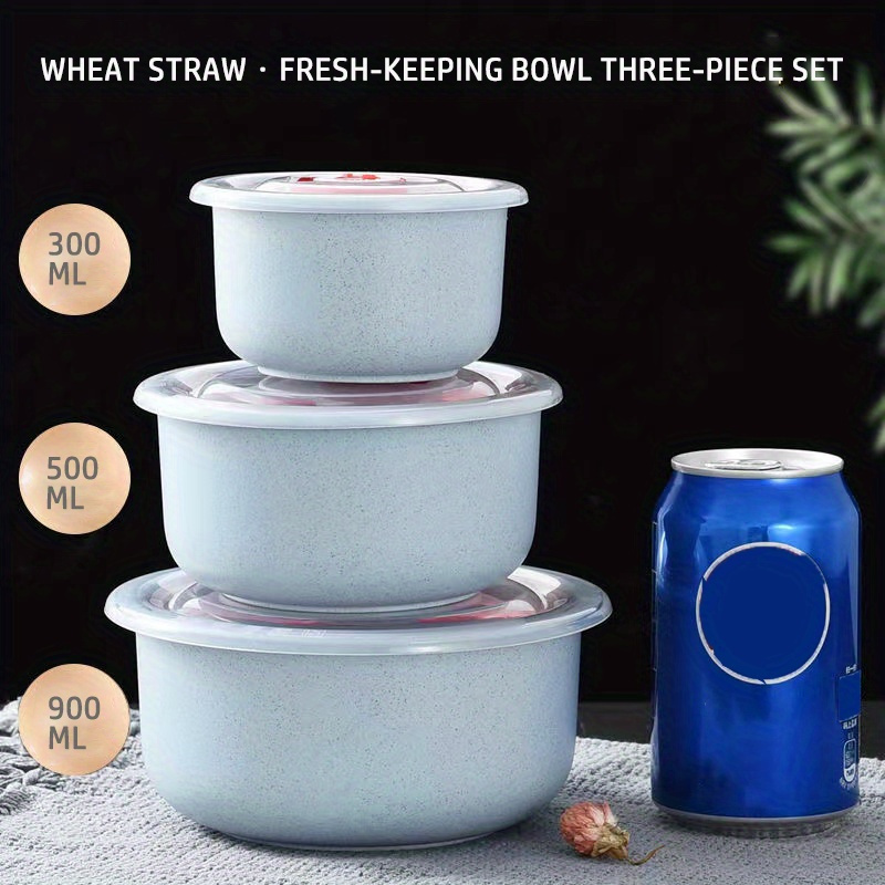 3pcs High-Quality Wheat Straw Microwave Bowls - Keeps Food Fresh & Tasty, Perfect for Lunch, Bento, and Rice Storage, Stackable Design for Easy Storage, Bento Container | Stackable Bowls | Easy Venting Lids