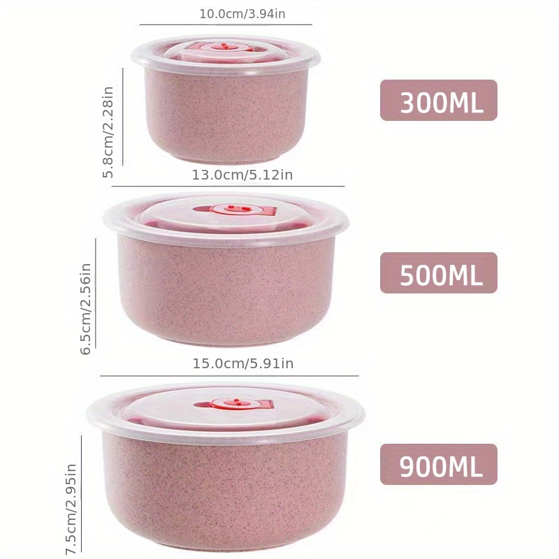 3pcs High-Quality Wheat Straw Microwave Bowls - Keeps Food Fresh & Tasty, Perfect for Lunch, Bento, and Rice Storage, Stackable Design for Easy Storage, Bento Container | Stackable Bowls | Easy Venting Lids