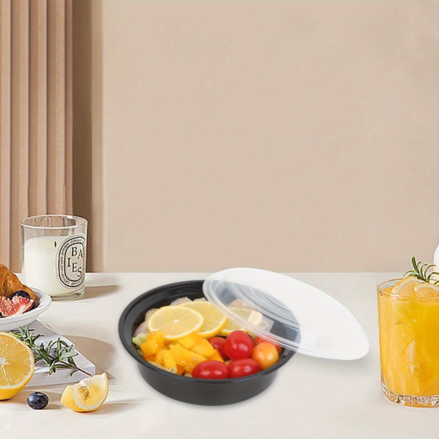 10/30/50pcs Black Round Food Storage Containers, Stackable Leak-proof Lunch Boxes, Microwave Safe Food Containers, Kitchen Gadgets, Kitchen Accessories, Household Kitchen Supplies Round Plastic Meal Preparation Containers with Lids - Ideal Kitchen Storage, Lunch Boxes, Perfect for Outdoor Activities and School Supplies,back to school