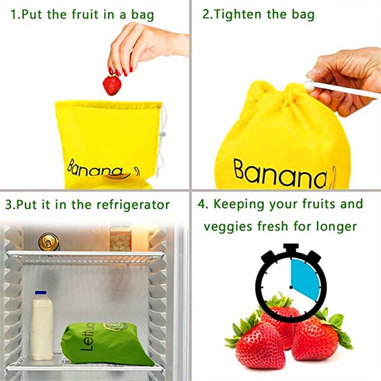 1pc Durable Yellow Banana Storage Bag - Keeps Fruits Fresh, Washable & Lightweight - Ideal for Food Preservation, Kitchen Essential