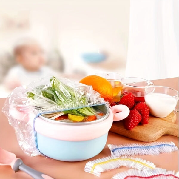 Elastic Food Storage Covers - Reusable, Stretchable Silicone Bowl Lids for Freshness, Multipurpose, BPA-Free, Food Contact Safe | Variety Sizes for Pots, Bowls, Cups | 100/200 Pack