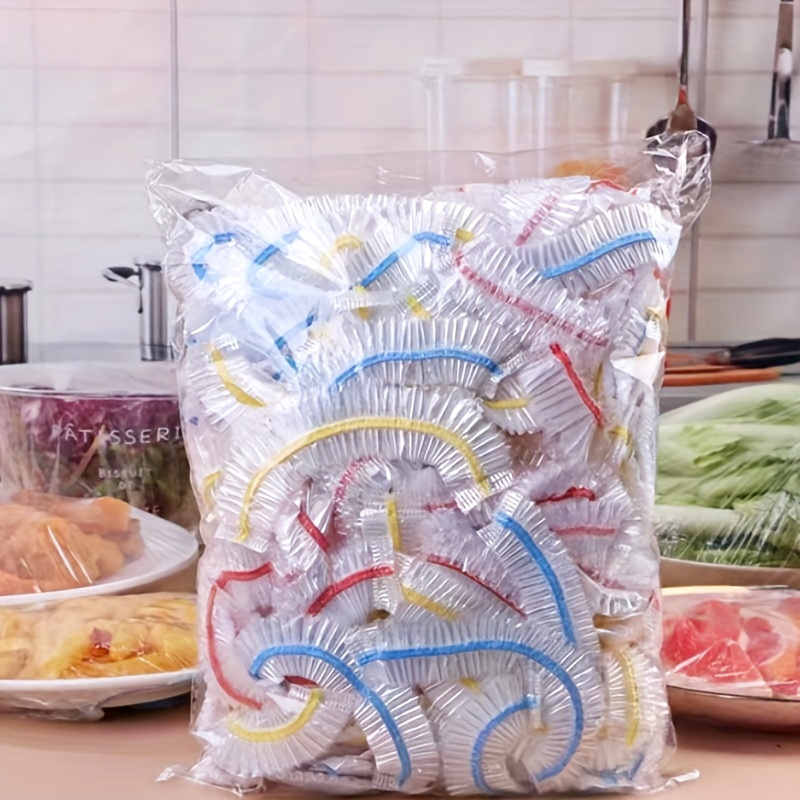 Elastic Food Storage Covers - Reusable, Stretchable Silicone Bowl Lids for Freshness, Multipurpose, BPA-Free, Food Contact Safe | Variety Sizes for Pots, Bowls, Cups | 100/200 Pack