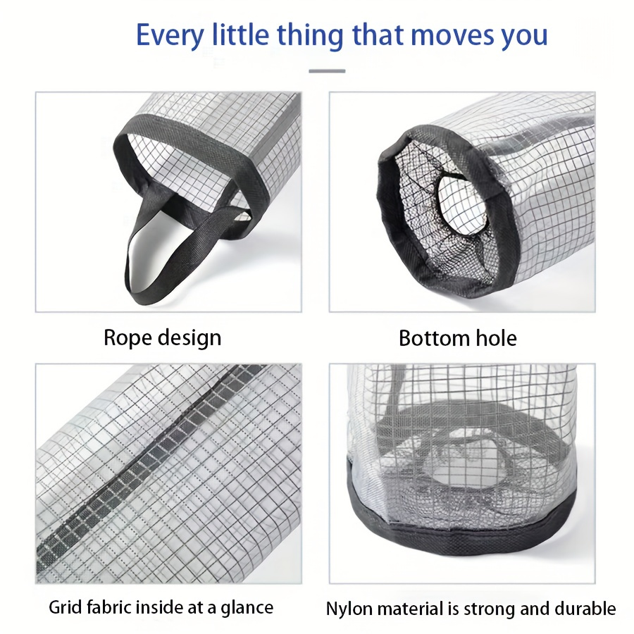 1pc HomePlus Plastic Mesh Hanging Kitchen Storage Bag Organizer, Wall Mounted Disposable Garbage Bag Holder, Foldable Trash Bag Dispenser