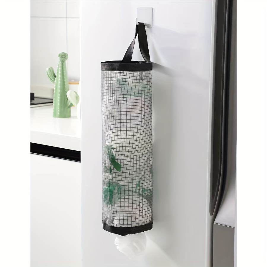 1pc HomePlus Plastic Mesh Hanging Kitchen Storage Bag Organizer, Wall Mounted Disposable Garbage Bag Holder, Foldable Trash Bag Dispenser