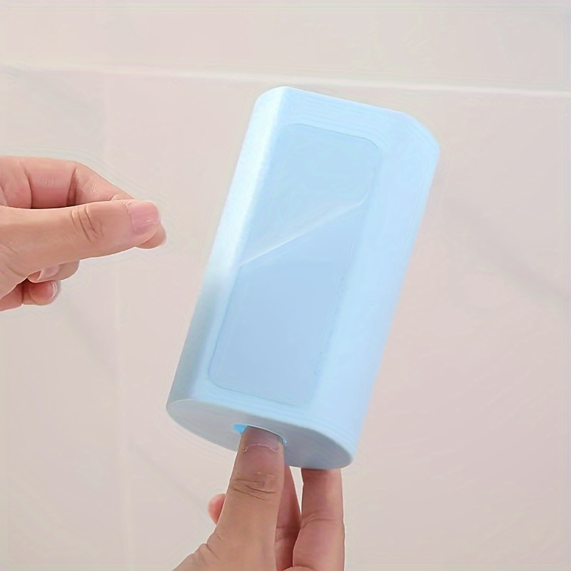 1pc Wall-Mounted No-Drill Plastic Garbage Bag Dispenser, Multi-Color Trash Bag & Scouring Pad Holder for Kitchen and Bathroom Storage, Cylindrical Design with Multiple Compartments, Light Blue/Orange/White/Green, Bathroom Trash Can