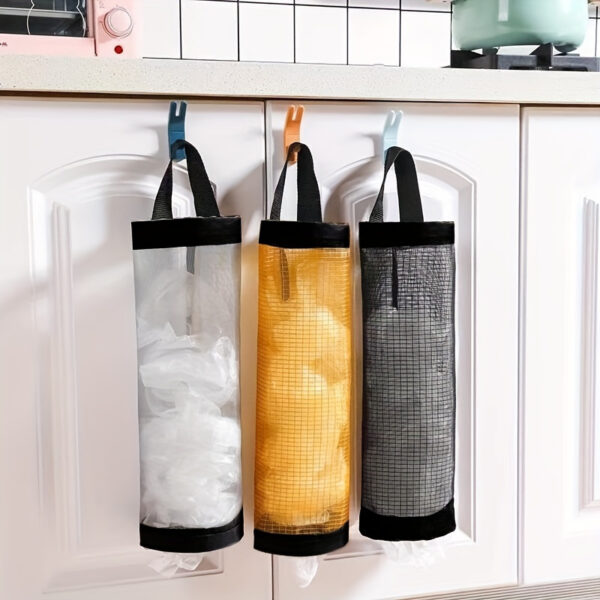 Space-Saving Wall-Mounted Kitchen Plastic Bag Dispenser - Durable PVC, Easy Storage & Organization