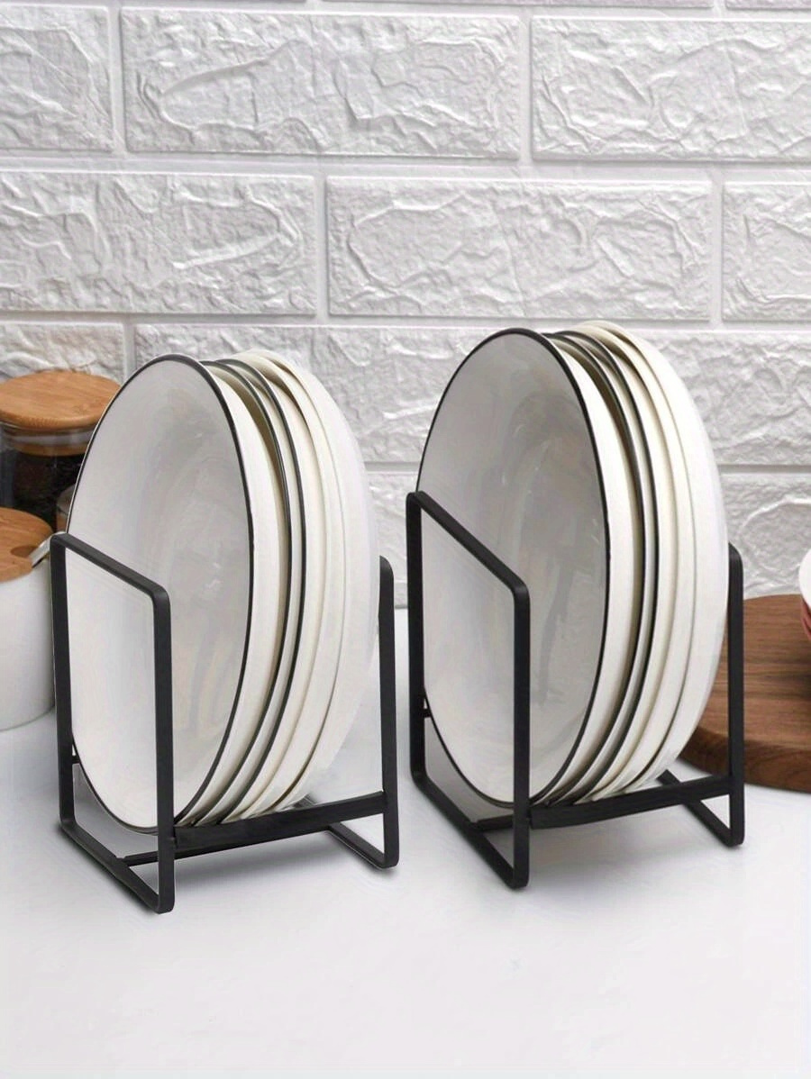 Dish Rack Organizer for Kitchen, Stainless Steel Plate Holder, Space-Saving Vertical Storage for Cutting Board and Pot Lid, Multi-Functional Cupboard Organizer, Kitchen Accessory - 1pc