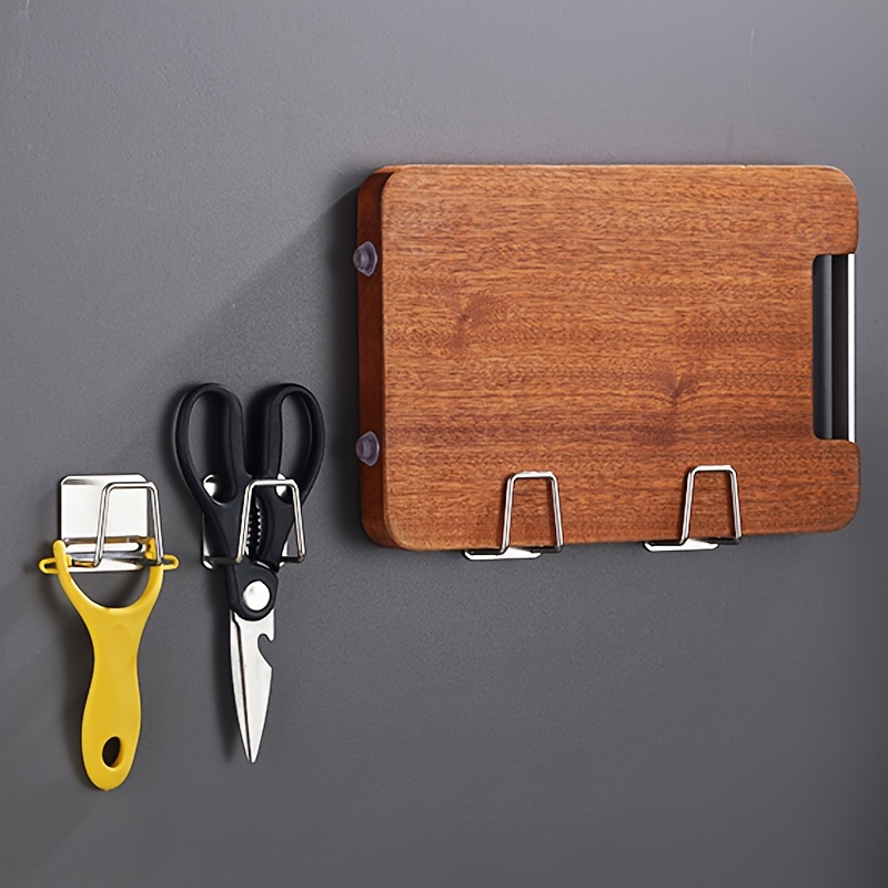 2/4pcs Hook, Stainless Steel Sponge Holders, Punch-Free Sink Sponge Drain Storage Racks, Self Adhesive Drain Drying Rack, for Kitchen And Bathroom, Kitchen Organizers And Storage, Kitchen Accessories