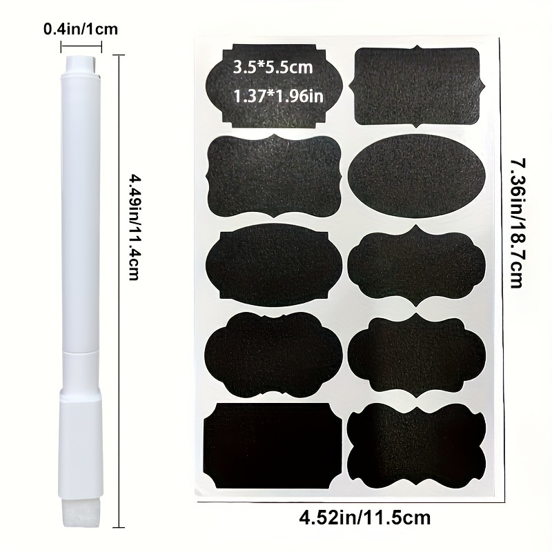 30pcs Reusable Chalkboard Labels for Food Storage Containers with Pen - Waterproof, Self-Adhesive, Ideal for Spices, Cheese & More, Kitchen Organization|Bold Font Design|Waterproof Label