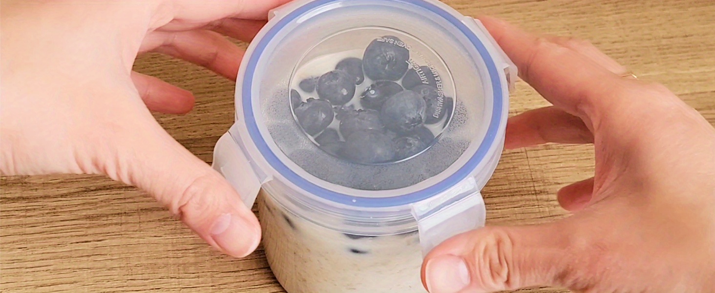 1/2pcs Overnight Oats Container with Lids - Plastic Containers with Lids - Oatmeal Container to go | Portable Cereal and Milk Container on the go | Airtight Snap Lock Storage Jars