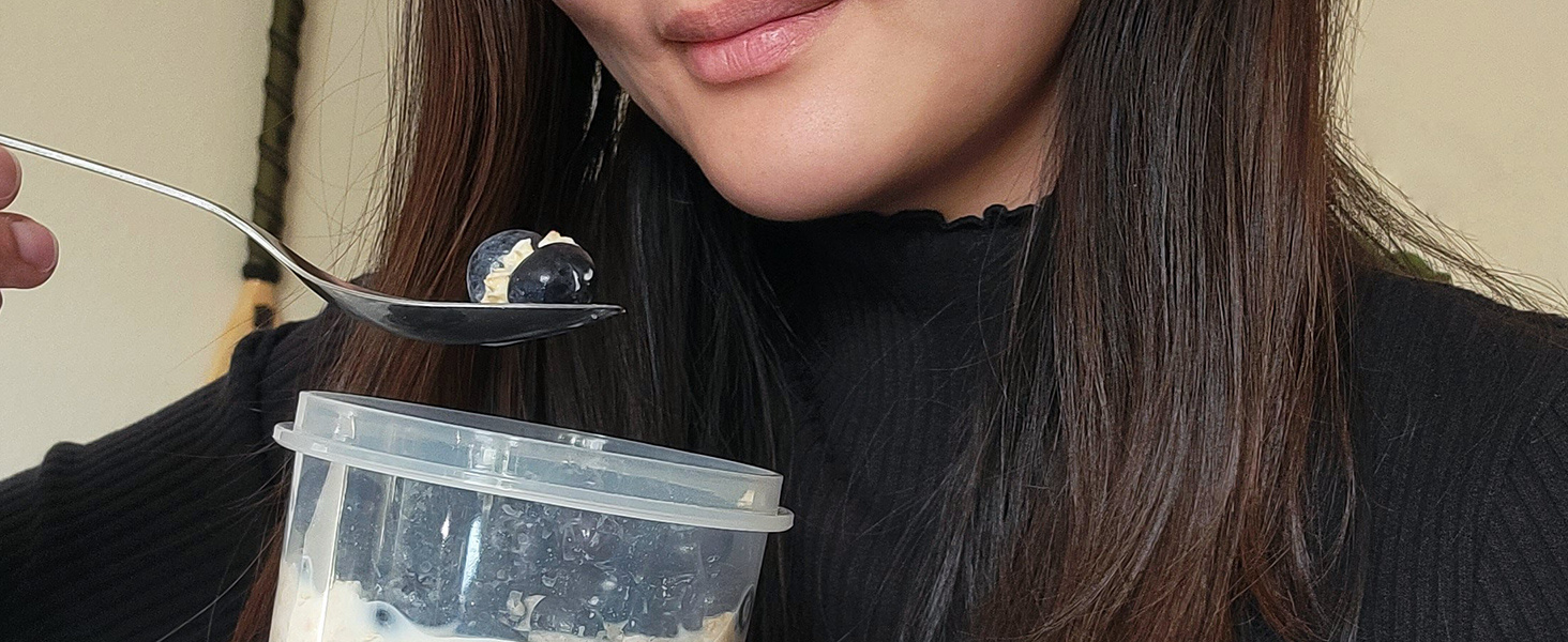 1/2pcs Overnight Oats Container with Lids - Plastic Containers with Lids - Oatmeal Container to go | Portable Cereal and Milk Container on the go | Airtight Snap Lock Storage Jars