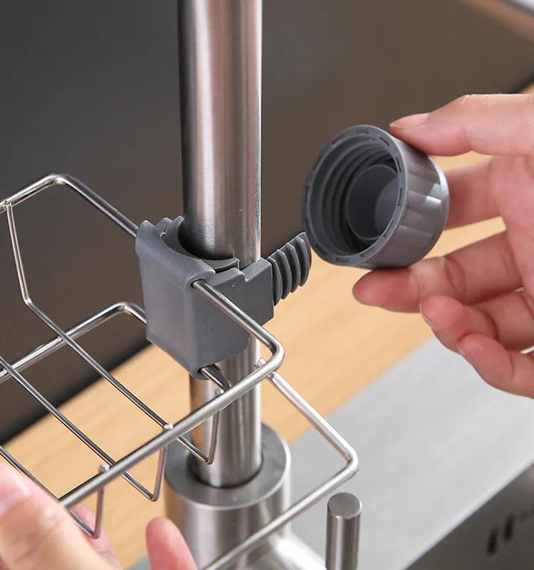Stainless Steel Kitchen Sink Organizer Rack - Space-Saving Faucet Holder for Sponges, Soap, Towels, and Utensils with Easy Installation and Durable Construction