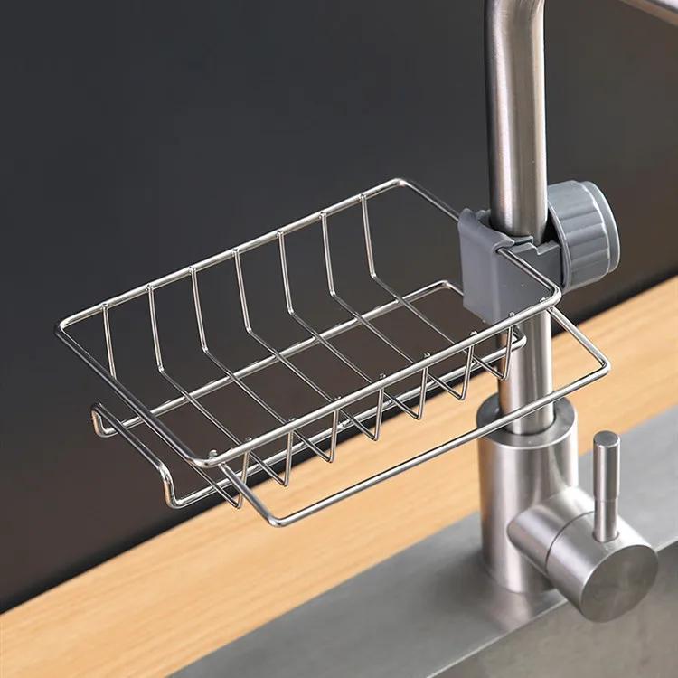 Stainless Steel Kitchen Sink Organizer Rack - Space-Saving Faucet Holder for Sponges, Soap, Towels, and Utensils with Easy Installation and Durable Construction
