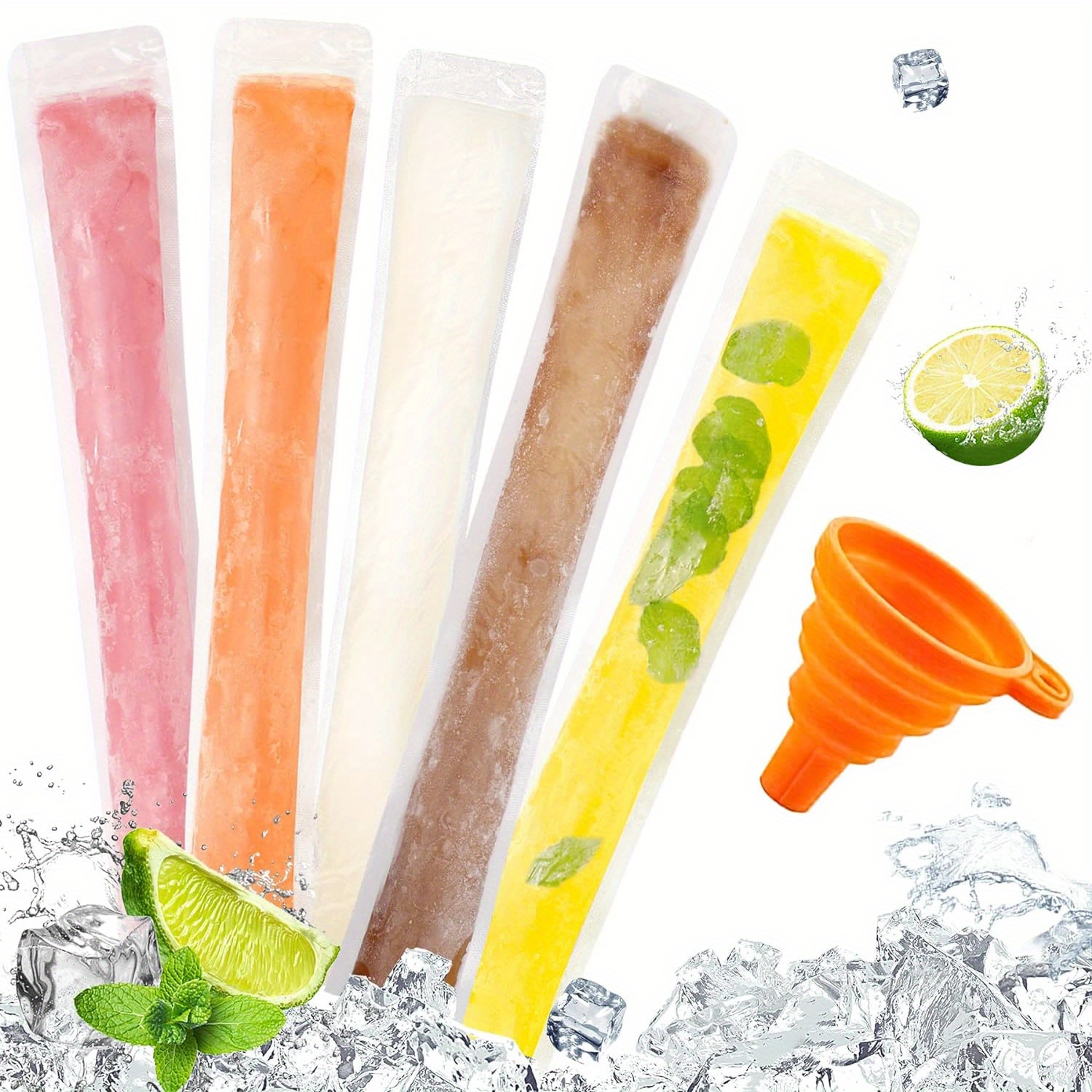Reusable Ice Pop Bags - 100/200 Pcs - Food Safe PET Material - Perfect for Yogurt, Fruit, And More - Travel And Outdoor Use