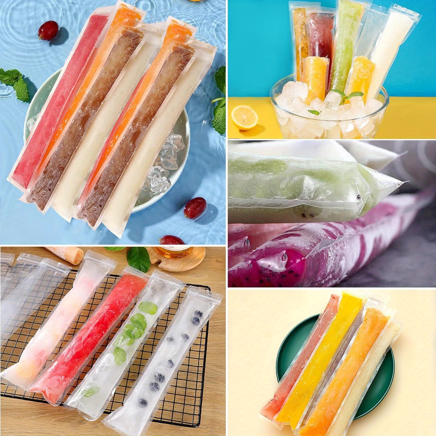 Reusable Ice Pop Bags - 100/200 Pcs - Food Safe PET Material - Perfect for Yogurt, Fruit, And More - Travel And Outdoor Use