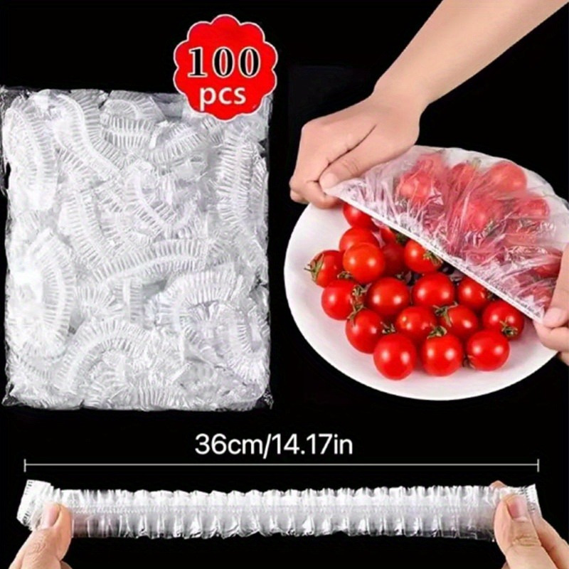 100 PCS Color Plastic Wrap - Food Grade PE Film Plastic Bags for Bowls, Leftovers, and Kitchen Storage - Keep Your Food Fresh and Secure!