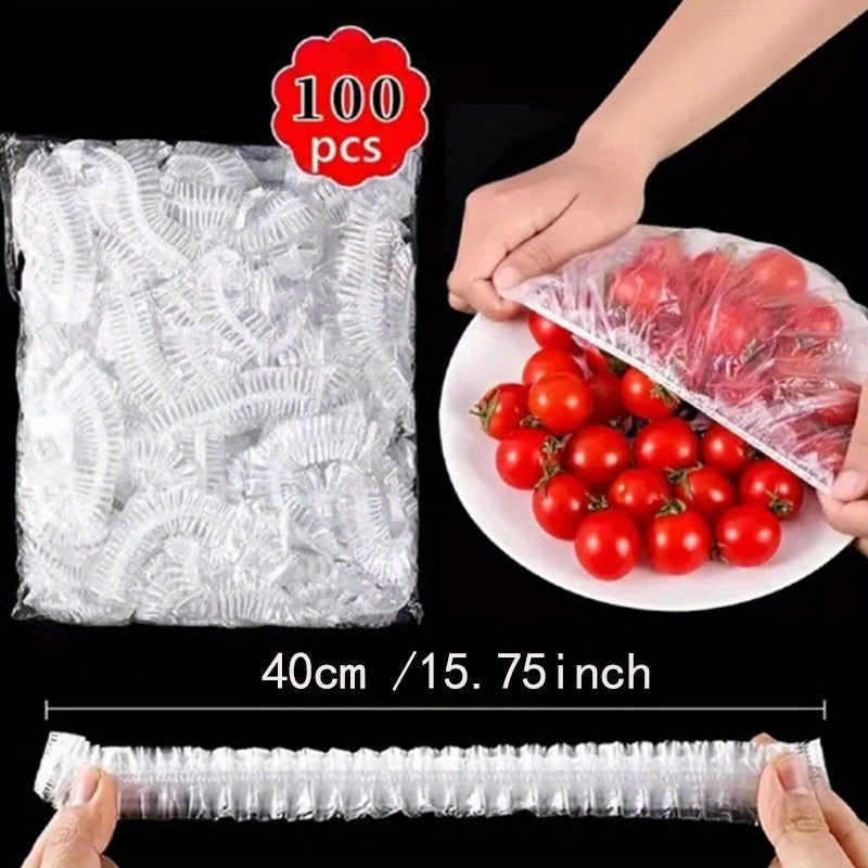 100 PCS Color Plastic Wrap - Food Grade PE Film Plastic Bags for Bowls, Leftovers, and Kitchen Storage - Keep Your Food Fresh and Secure!
