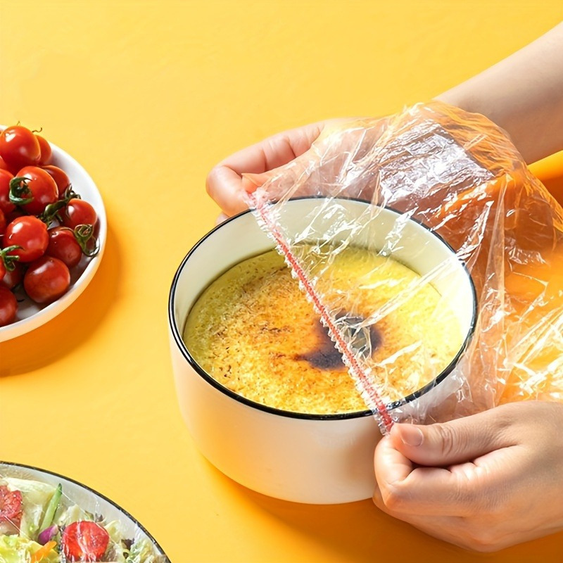 100 PCS Color Plastic Wrap - Food Grade PE Film Plastic Bags for Bowls, Leftovers, and Kitchen Storage - Keep Your Food Fresh and Secure!