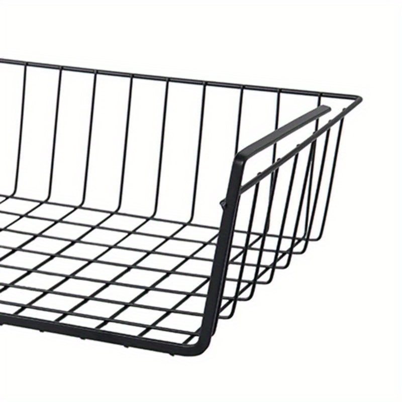 Rustic Metal Hanging Basket Organizer – Hole-Free, Multifunctional Storage for Kitchen, Desk, Bathroom – European Style Iron Under Shelf Hanging Basket