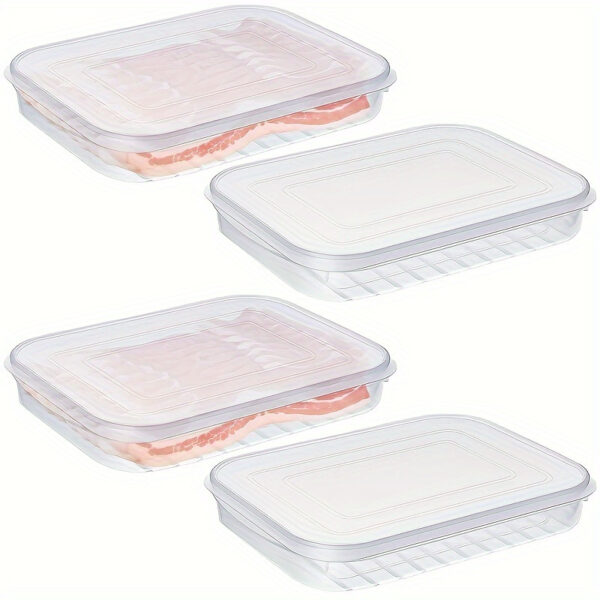 Food Storage Container, Plastic Food Containers with Silicone Lid, Stackable Freezer Storage Containers Tray for Fruits, Vegetables, Meat Kitchen Gadgets