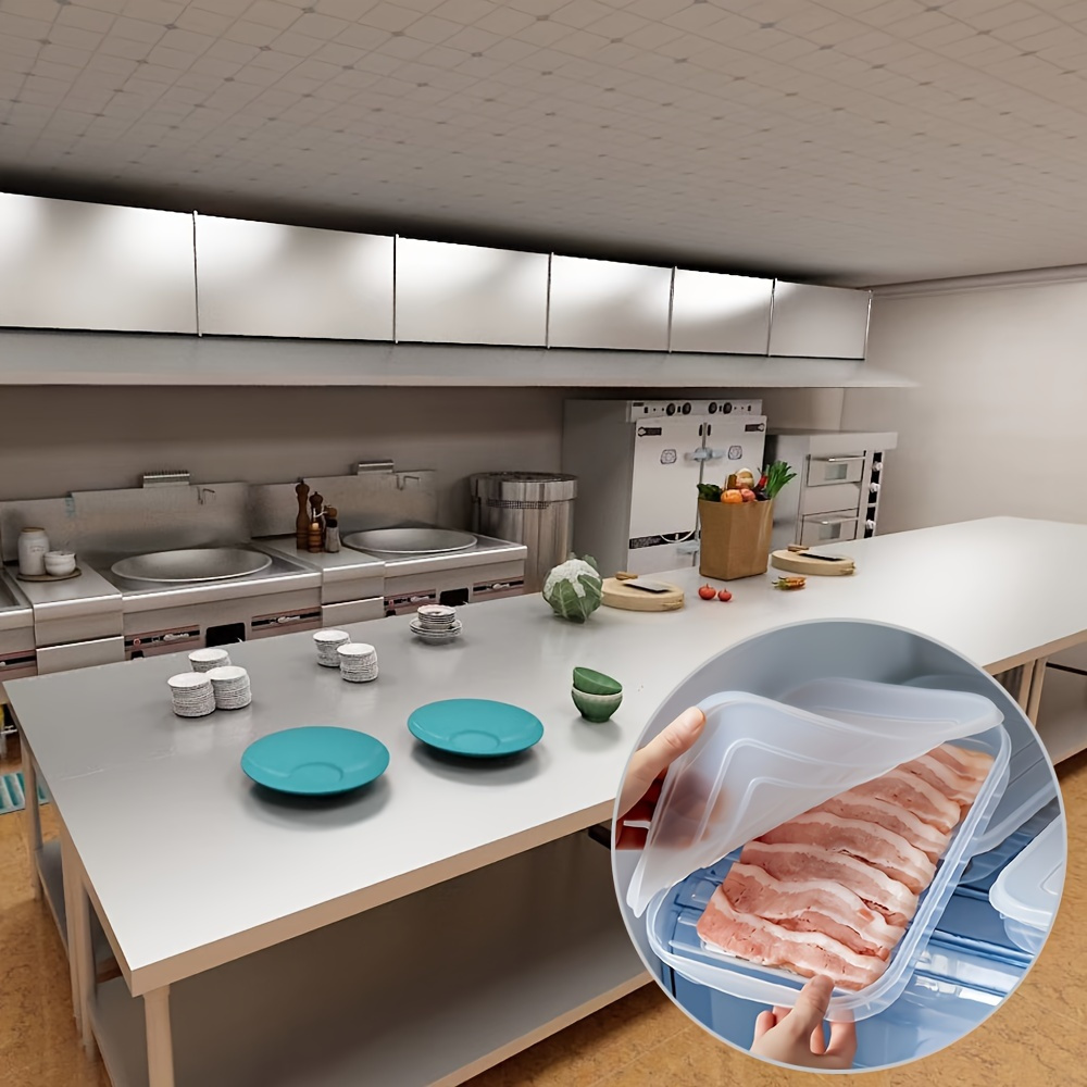 Food Storage Container, Plastic Food Containers with Silicone Lid, Stackable Freezer Storage Containers Tray for Fruits, Vegetables, Meat Kitchen Gadgets