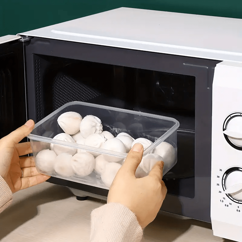 1/4pcs sealed rectangular food storage container, refrigerator rectangular crisper box, fruit and vegetable sealed storage box, microwave heat-resistant plastic lunch box, food storage container, portable kitchen outdoor camping supplies